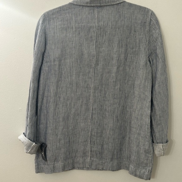 Elliott Lauren Womens Blazer Blue & White Linen Button Front Striped Jacket NWT‎ - Picture 5 of 7
